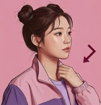 고개를 오른쪽으로 살짝 돌린 45도 예시 사진